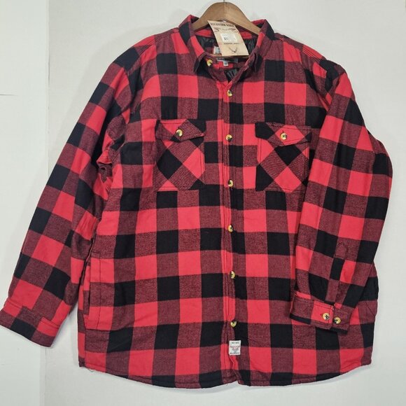 Buckhorn River Men's Shirt Jacket Quilted Plaid Red Size XXL Button Up Insulated - Picture 1 of 11